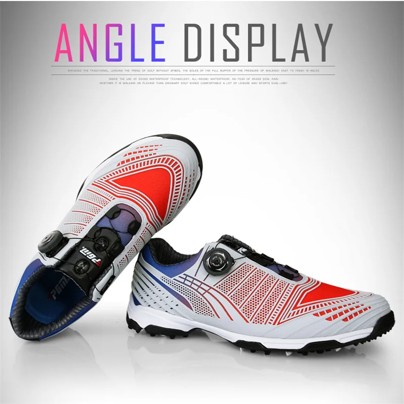 PGM Men Golf Shoes Waterproof Sports Shoes Rotating Buckles Breathable Anti-slip Sneakers Multifunctional Golf Trainers