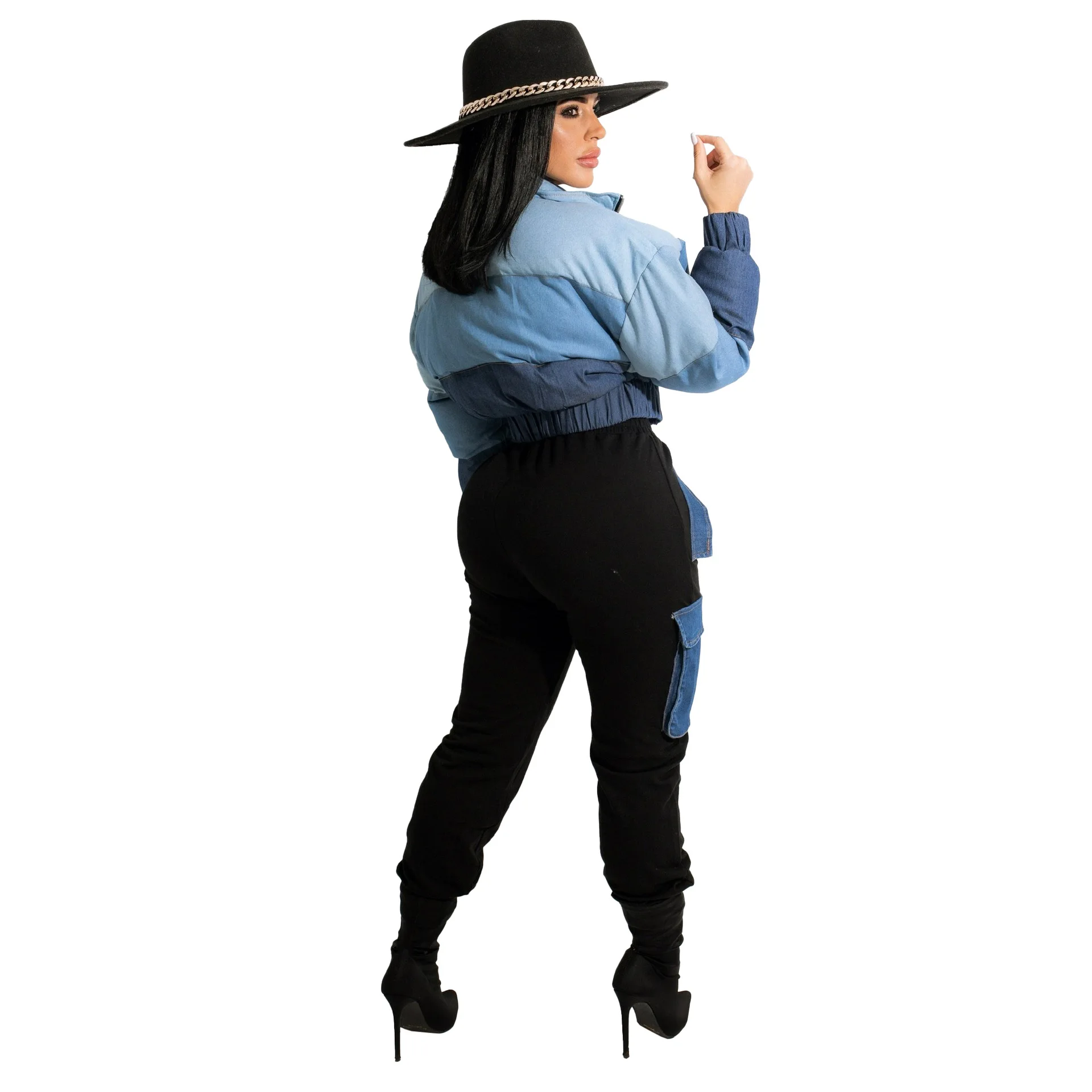 Casual Winter Woman Jacket Coat Thick Warm Parkas Color Patchwork Zipper Up Full Sleeve Female Outwear Coat Streetwear Outfits