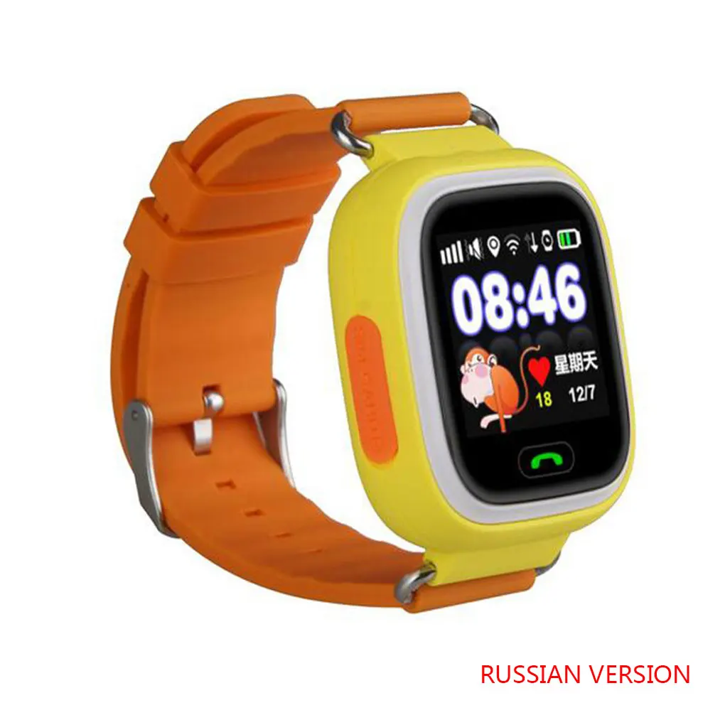 Новое поступление Q90 gps Детские умные часы Детские анти-потеря наручные часы SOS Вызов расположение устройства трекер умные часы - Цвет: Orange Russian