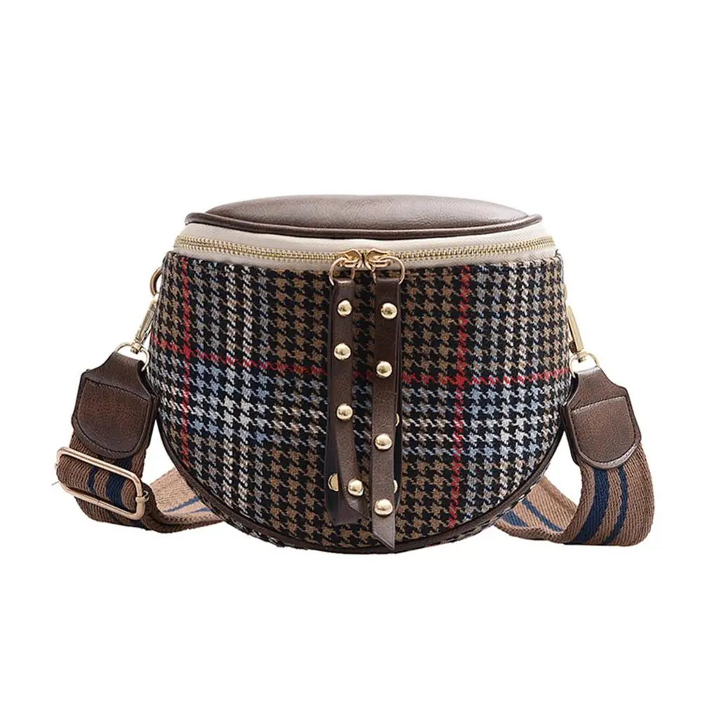 Женская модная шерстяная сумка мессенджер на плечо полукруглая широкая через с