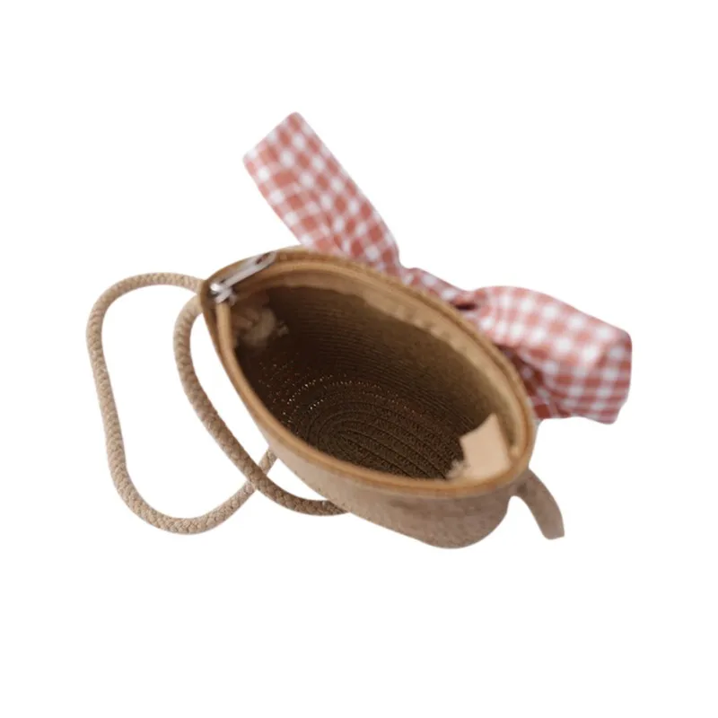 

Summer Cute Beach Bowknot Straw Sun Cap And Handbag Pearl Decoration 2pcs For Kids Girls 4-8Y Lovely Toddler Girl Wavy Hat