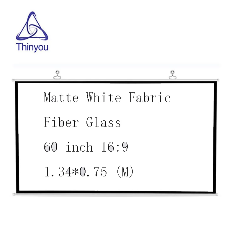 

Thinyou Matte White Fabric Fiber Glass 60 inch 16:9 projector screen HD Home Theater Wall mounted for LED LCD DLP Projector
