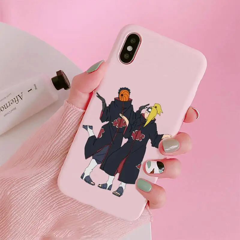 

Naruto Anime Pain Uchiha Sasuke Phone Case Candy Color Pink for iPhone 11 pro XS MAX 8 7 6 6S Plus X 5S SE 2020 XR