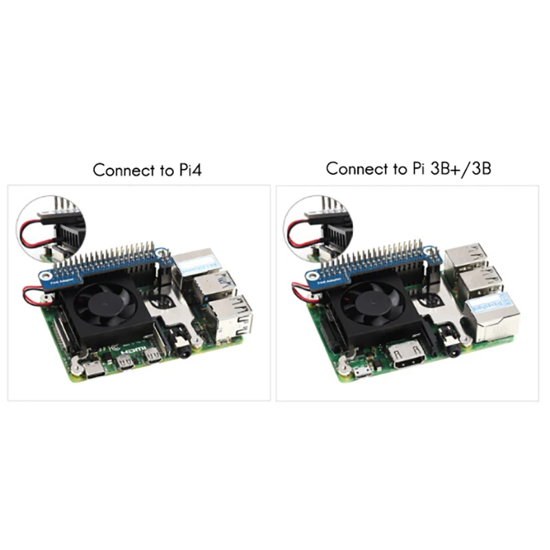 

Waveshare for Raspberry Pi 4B/3B+/3B CPU Cooling Fan with GPIO Interface Adapter Board and Aluminum Alloy Bracket