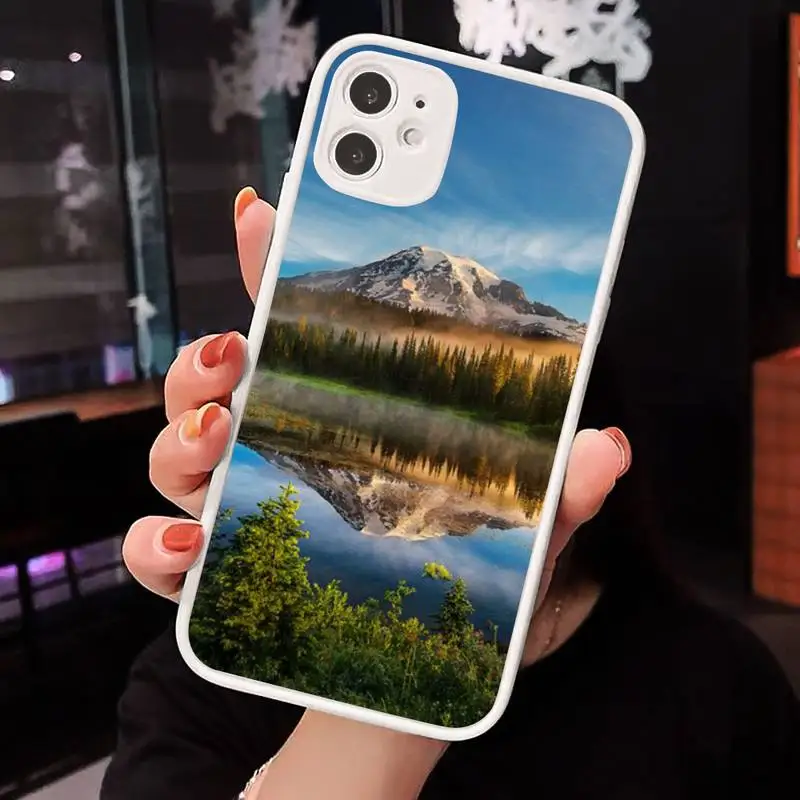 

Landscape mountain water Phone Case Matte Transparent for iPhone 7 8 11 12 s mini pro X XS XR MAX Plus cover funda