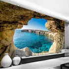 Самоклеящиеся водонепроницаемые 3D-обои на заказ, фотообои с изображением пещер и Морского Пейзажа, настенная живопись для гостиной, ванной, съемные наклейки на стену