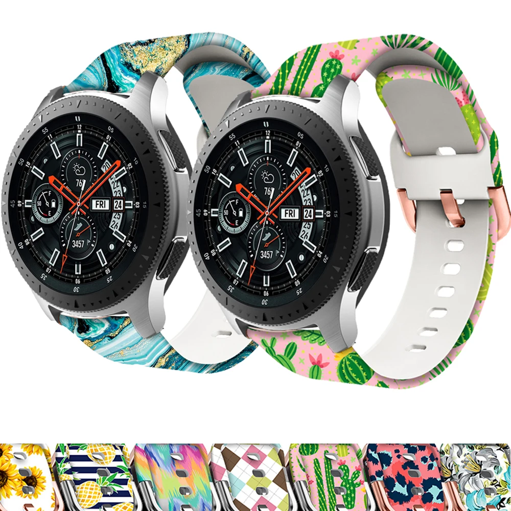 Ремешок силиконовый для наручных часов браслет с принтом Samsung Galaxy Watch Active 46/S3 Frontier