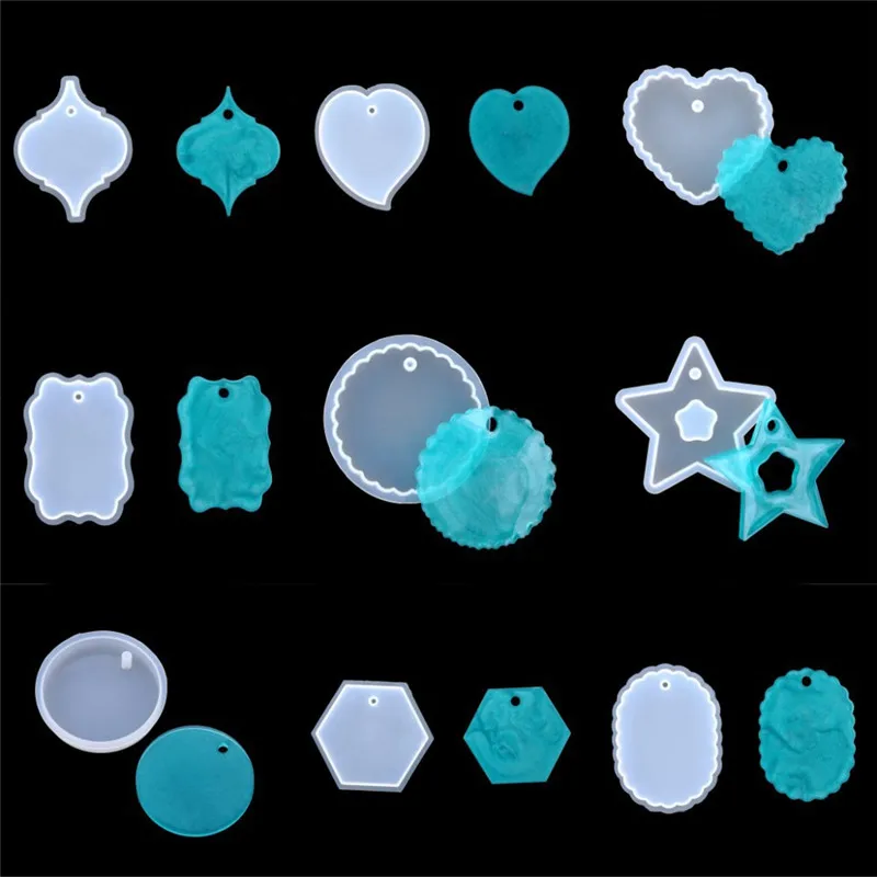 

DIY Heart Star Handmade Silicone Casting Mold For Crystal Epoxy Resin Jewelry Step Field Island Pendant Silicone Mold Supplies