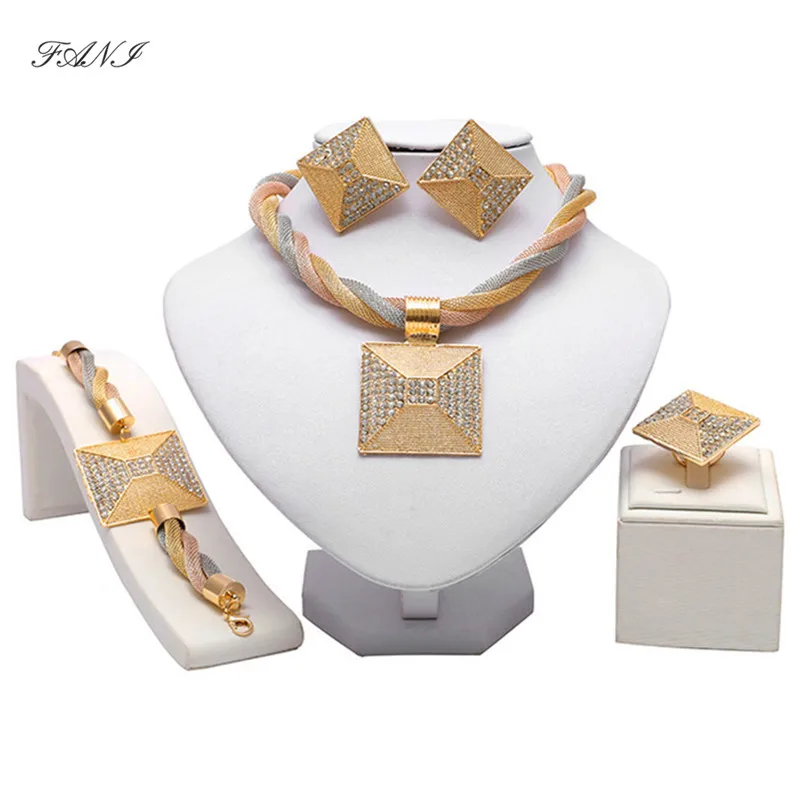 

Fani Dubai gold-colorful Luxury Jewelry Sets Brand italian jewelry sets for women Fashion statement jewelry set Wholesale