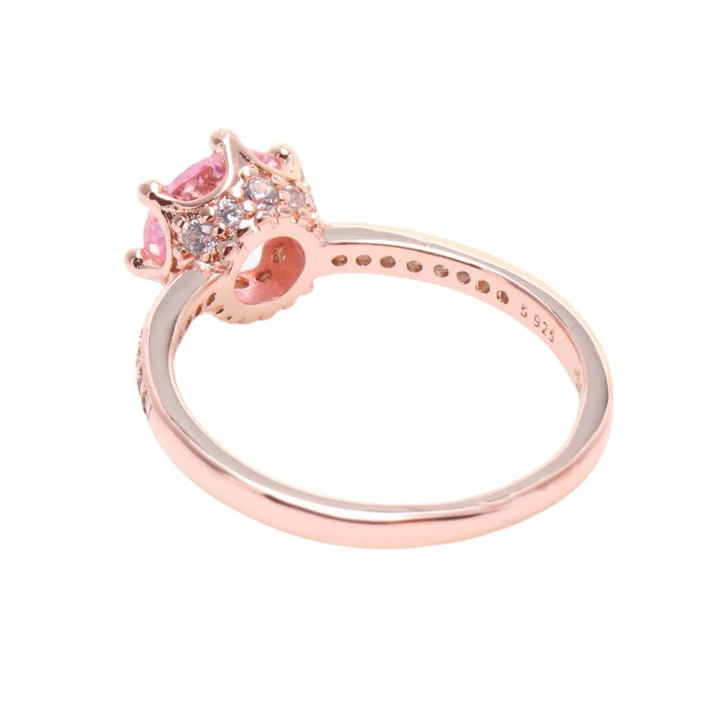 

DoDoFly Authentic 925 Sterling Silver Rose gold sparkling crown ring For Women Original Jewelry