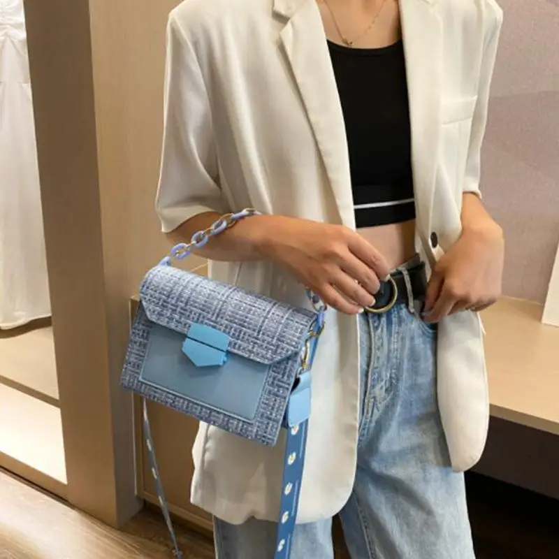 

Wide Strap Shoulder Bags for Women Crossbody 2020 Designer Lady Handbags and Purses Fashion Chain Messenger Bags