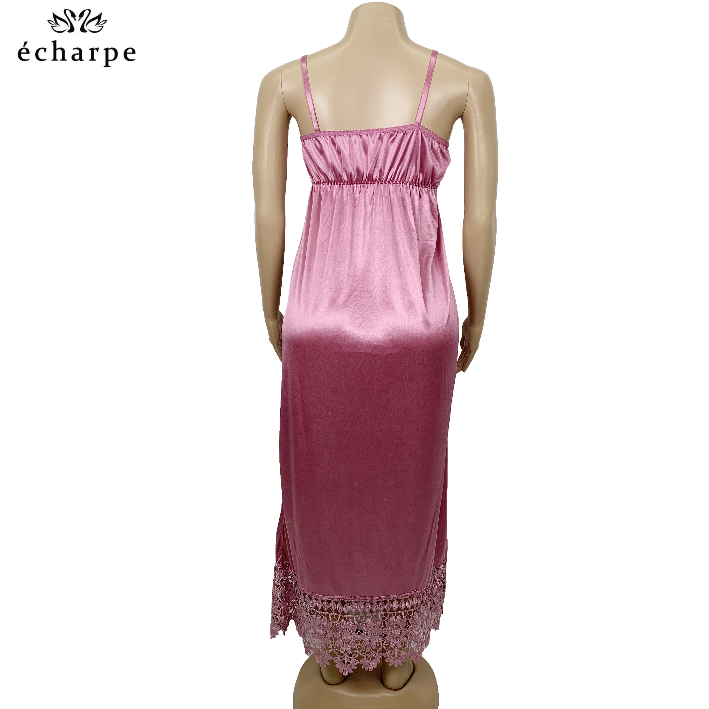 African Women Oversize Female Stain Solid Nightgown Lady Sexy Adjustable Strap Nightdress Under Skirt Night Gown Dresses