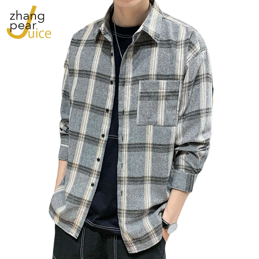 

Рубашка мужская клетчатая с длинным рукавом, хлопок, Повседневная модная блузка, сорочка