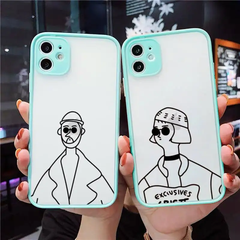 

2018 Killer Leon Phone Case For iPhone 12 11 Mini Pro XR XS Max 7 8 Plus X Matte transparent blue Back Cover