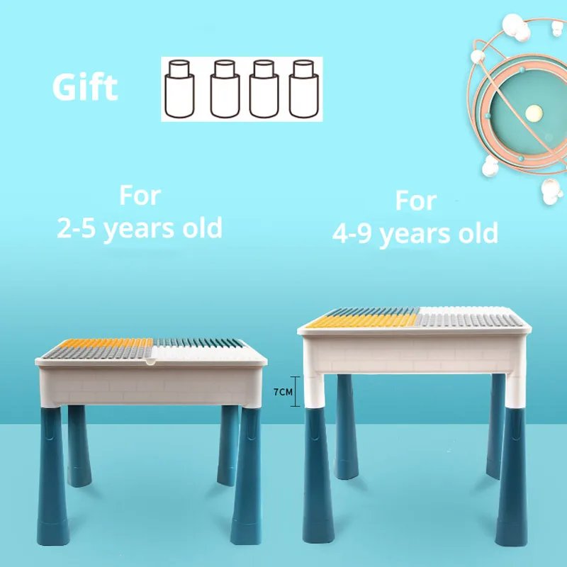 Многофункциональный игрушечный игровой стол + Набор стульев для строительных