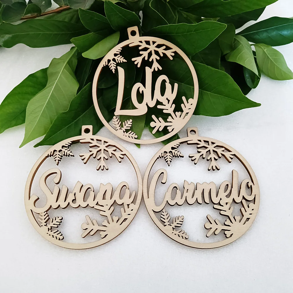 Рождественские бирки с именами на заказ, подвеска на рождественскую елку, деревянное Елочное украшение на заказ, украшение на рождественскую елку, деревянная подвеска в подарок