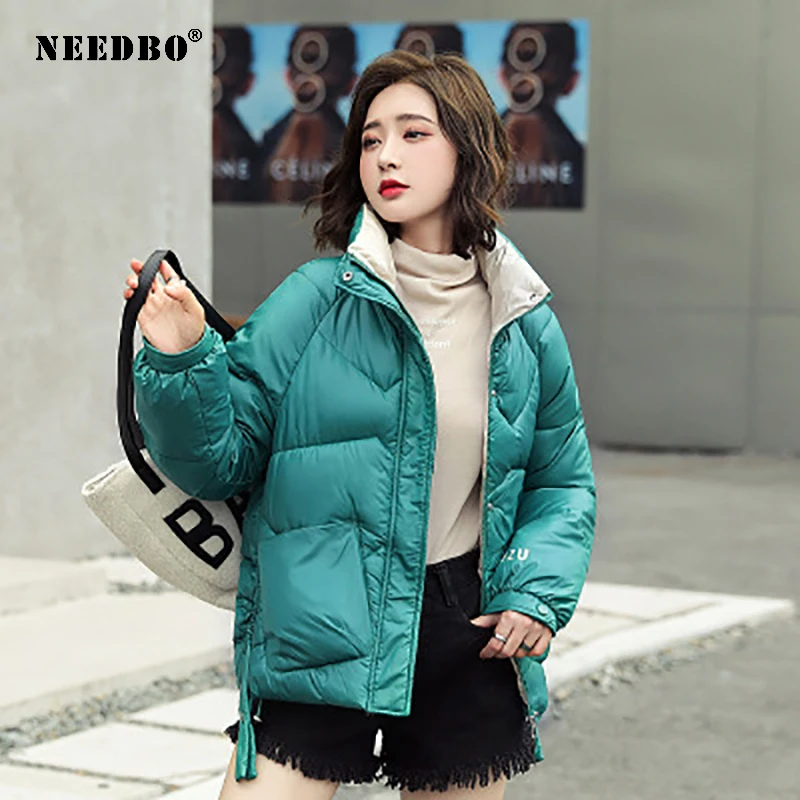 NEEDBO Winter Jacket Women 2022 Parka Mujer Cotton Padded Puffer Jacket Women Winter Coat Warm Stand Collar Casual Casaco Outwea