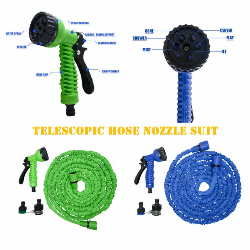 Водяной пистолет высокого давления гибкий легкий шланг растягивающийся садовый