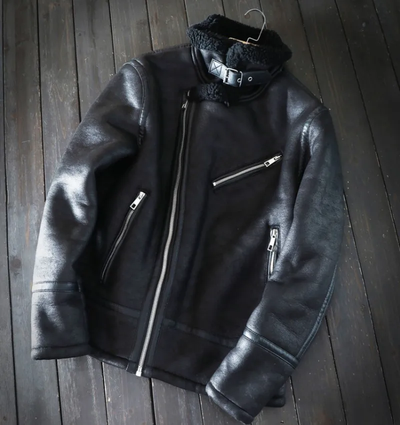 Streetwear Mens Pu Leather Classic Zipper Thicken Motorcycle Bikers Jacket Winter Fleece Lining Outerwear Vintage Pilot Jackets leather bomber