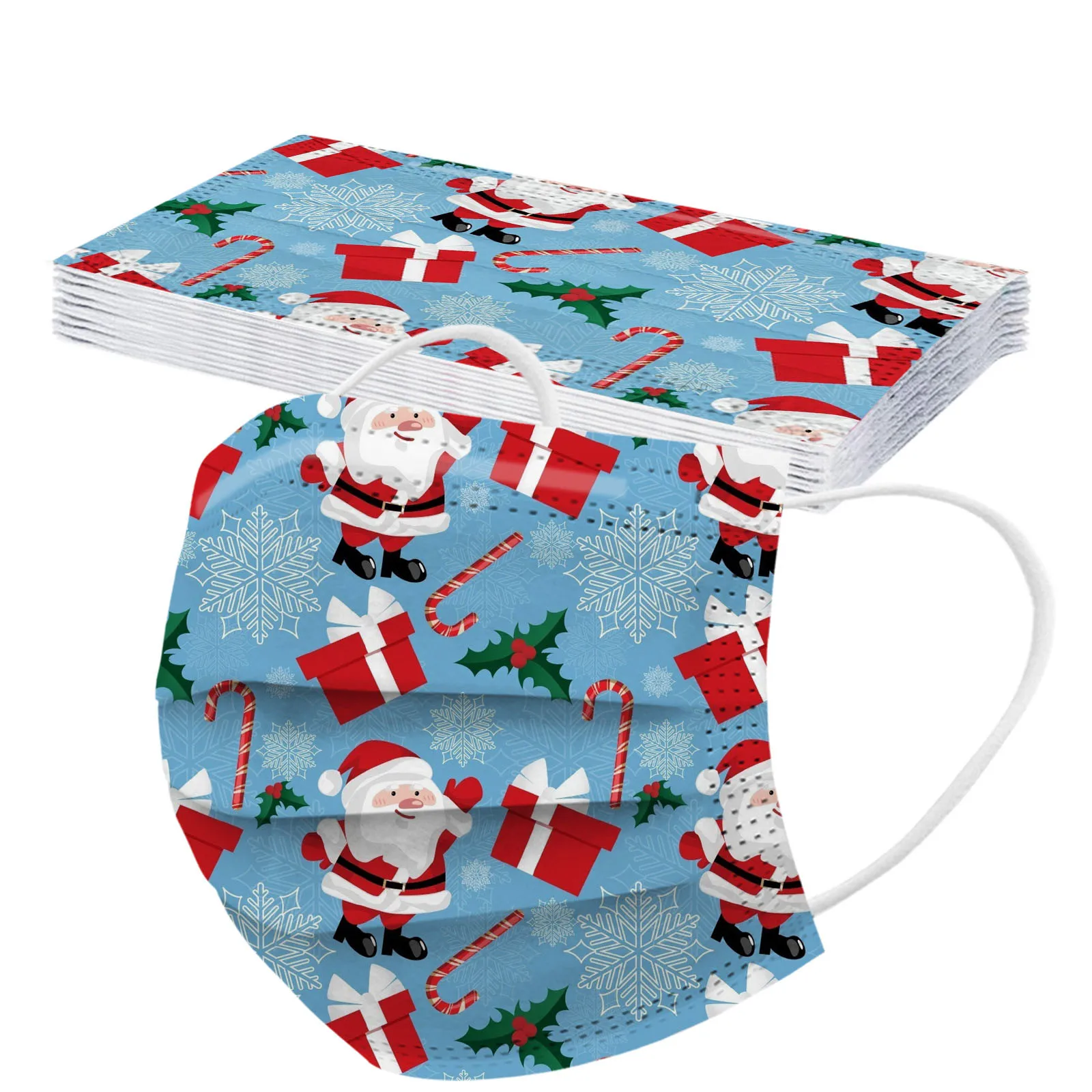 

Kids 10PCS Christmas Xmas Masks Unisex Children Disposable 3Ply Protective Face Mask facemasks Mouth-muffle Halloween Cosplay