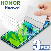 3pcs hydrogel on the screen protector for honor 10 lite 8x 20 9x 50 60 pro hydrogel film for huawei p50 p40 p30 lite non glas
