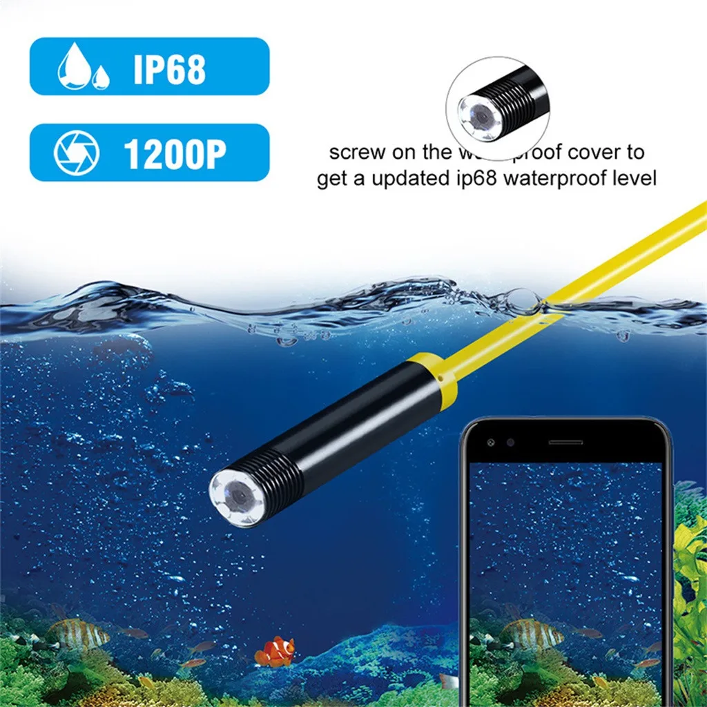 1200P жесткий Wifi эндоскоп камера HD 8 мм бороскоп для Android IPhone IP68 Водонепроницаемый IOS