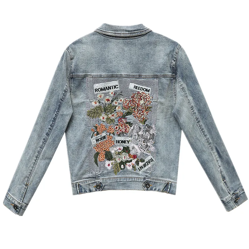 

Женская джинсовая куртка, с цветочным рисунком, с длинным рукавом, осенняя верхняя одежда, W010, 2020