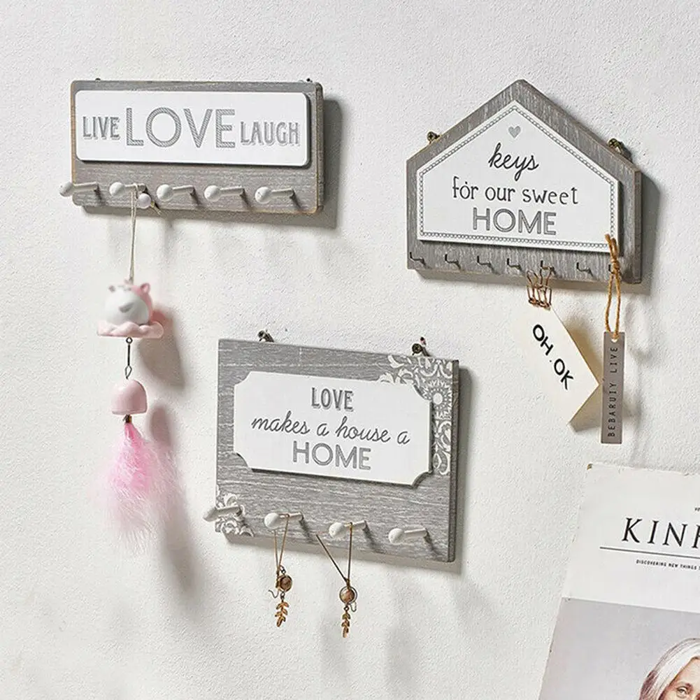 

Home Living Room Hook Up Wall Decoration Storage Rack Decorations Shop Nail Wooden Hook Wall Creative Art Sign X6F6