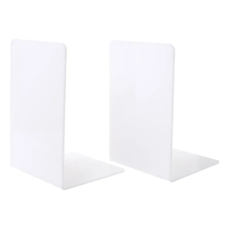 

2Pcs White Acrylic Bookends L-shaped Desk Organizer Desktop Book Holder School Stationery Office Accessories