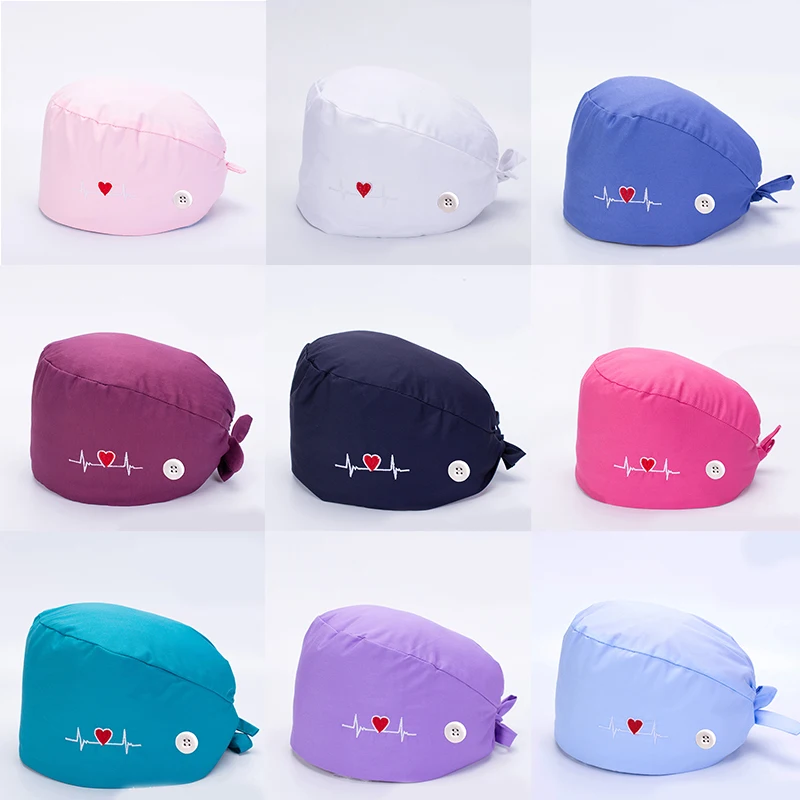 Шапка медсестры с вышивкой в форме сердца для женщин шапка салона красоты аптеки
