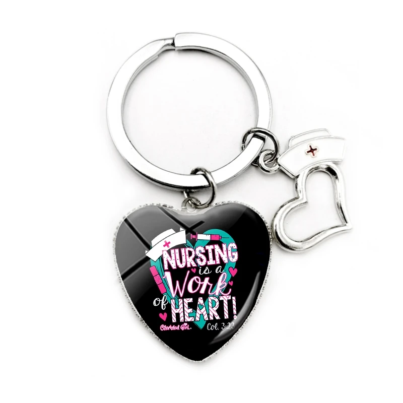 Мода шапочка медсестры кулон сердце брелок Стекло вдохновляющие письмо