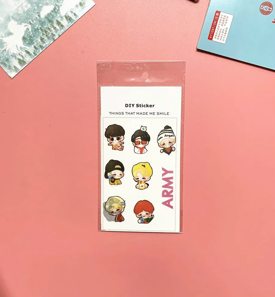 1 шт. наклейки Kpop Bangtan boys Got7 seventeen двойная коллекция мультяшных для фанатов K-pop |
