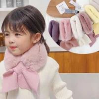 korean version autumn winter childrens scarf new baby cute cold proof collar plush warmth cute all match solid knitted bib d15