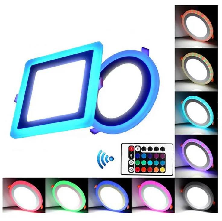 

Hot Sale Round/Square RGB LED Panel Light + Remote Control 6w/9w/16w/24W Recessed LED Ceiling Panel light AC85-265V+Driver