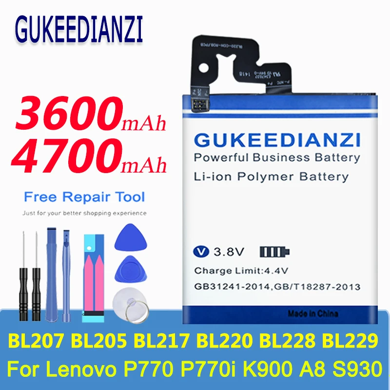 GUKEEDIANZI мобильный аккумулятор BL205 BL207 BL217 BL220 BL228 BL229 для Lenovo P770 P770i K900 A8 S930 A360T литий