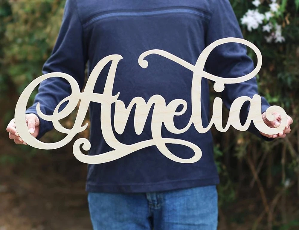 Wood Name Sign Laser Cut Word Out Nursery 3D Cutout Custom Baby | Дом и сад