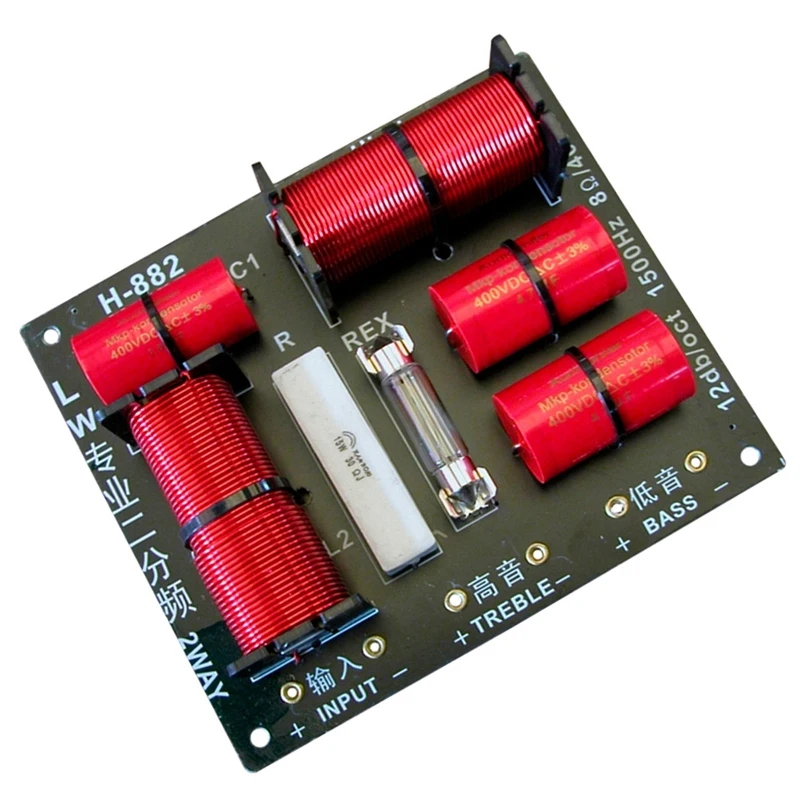 

400W Tweeter And Bass Crossover 8Ohm 2 Way Treble Woofer Divider 1.5Khz With Over-Current Protection Bulb
