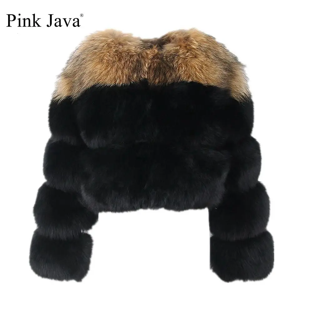 Женская зимняя куртка из натурального Лисьего меха розовая JAVA QC1862|Шубы и
