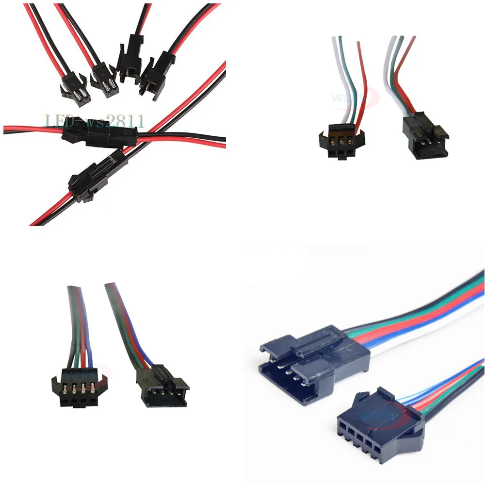 5 пар 2 3 4 pin JST разъем 2x15 см 2pin мужской/женский для светодиодной ленты светильник