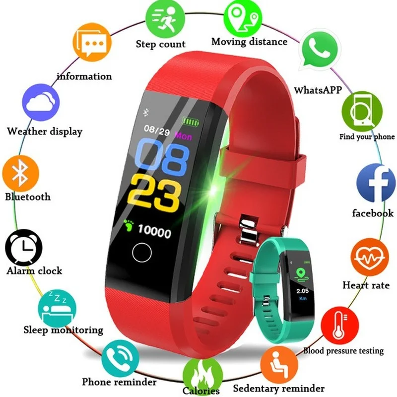 

115Plus SmartBand Men Women Smart Bracelet Blood Pressure Heart Rate Monitor Fitness Phone Tracker Sport Watches Waterproof