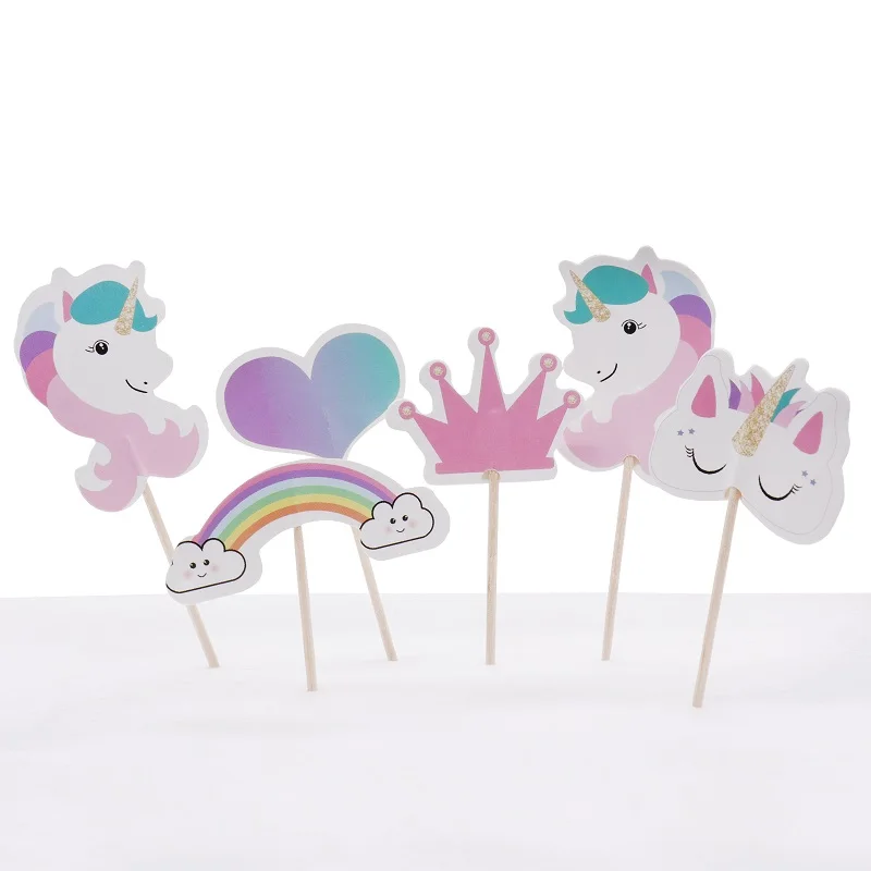 24pcs unicorn insert Единорог вечерние вставка для торта девичник вечеринка Свадьба украшения с днем рождения детский душ принадлежности DIY торт флаг для домашнего декора - Цвет: 24pcs unicorn insert