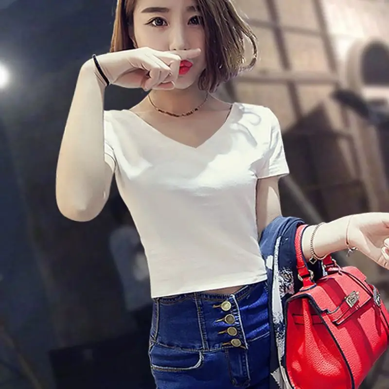 

Summer 2020 short sleeve t shirt beige Women Top Garment