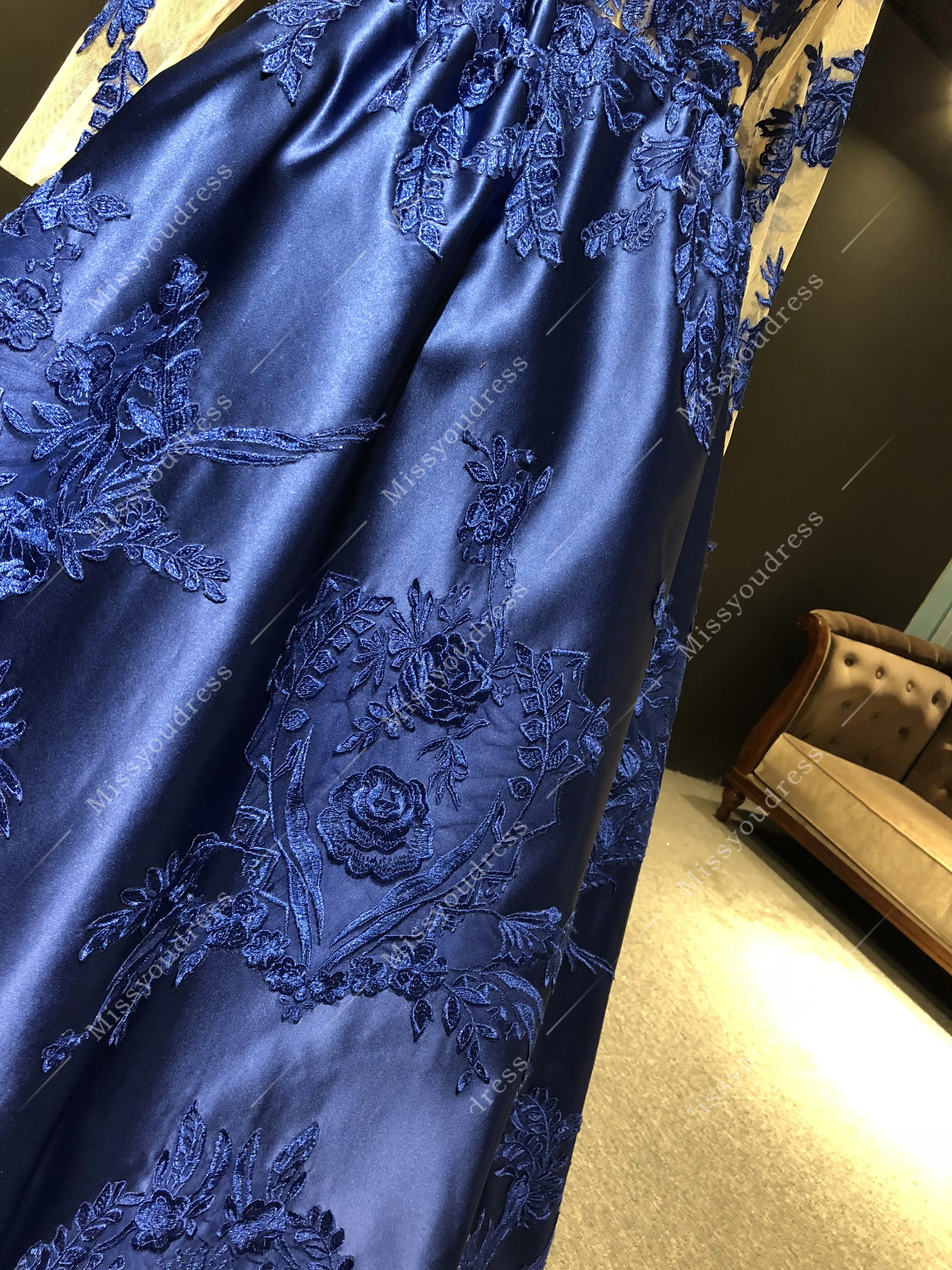 ZuhairMurad Vestidos de fiesta 2021 Real Pictures Royalblue Long Sleeves Floor Length Formal Party Prom Women Evening Dresses