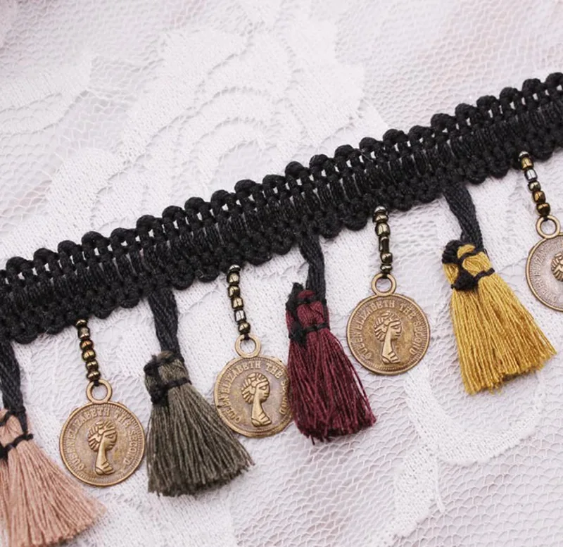 1 ярд медная кисточка кружевная Лента отделка Ткань шелковая бахрома швейная