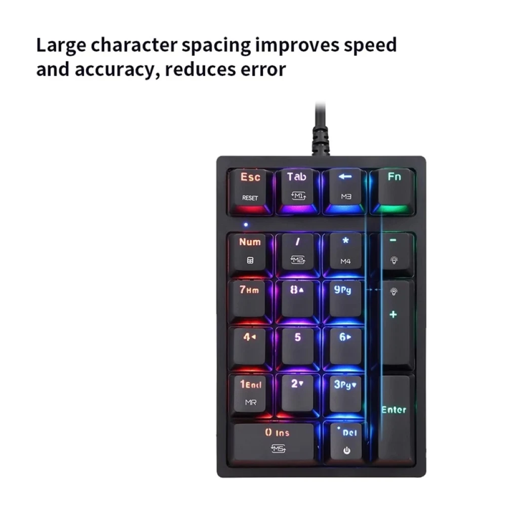 K24 USB Wired Mechanical Numeric Keypad 21 Keys Mini Numpad RGB Backlight Keyboard Extended Layout | Компьютеры и офис