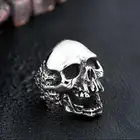 Европейские и американские популярные классические готические посеребренные металлические кольца в стиле панк с черепом крутые мужские ювелирные изделия для рок Вечерние и байкеров