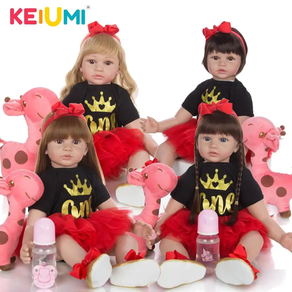 KEIUMI 60 см куклы Новорожденные девочки 24 дюйма модные силиконовые настоящие