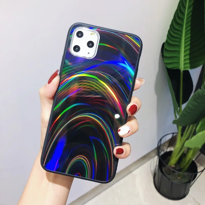 Голографическая Призма лазерный чехол для iPhone 11 Pro X XR XS Max s 3D радужный блестящий