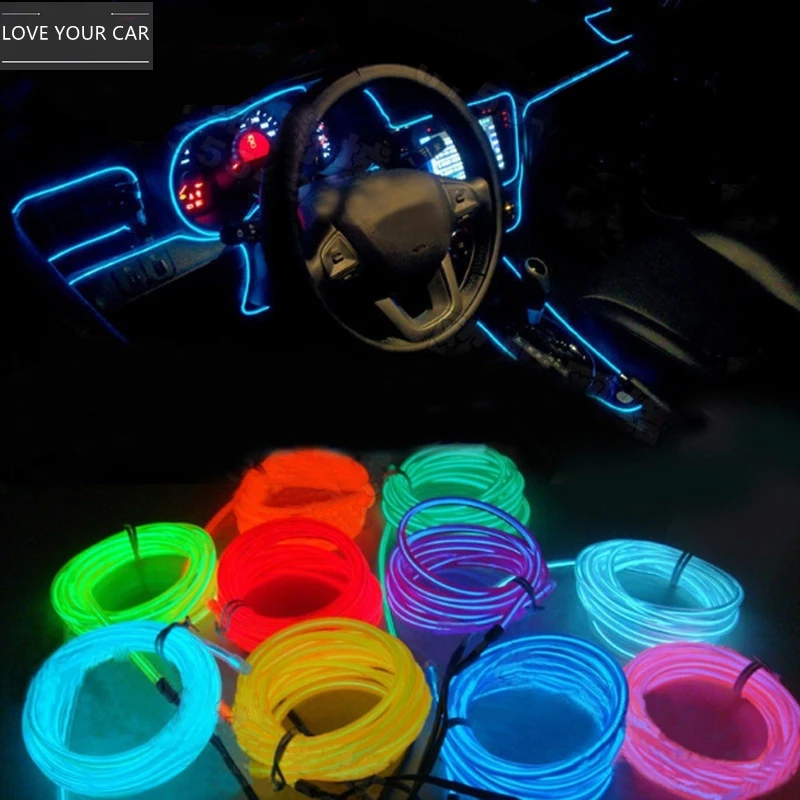 

Car LED Strip Light Wire Tube Neon Light 3M/5M Waterproof LED Luminescence Line Inside Atmosphere Light Decoration Car Interior