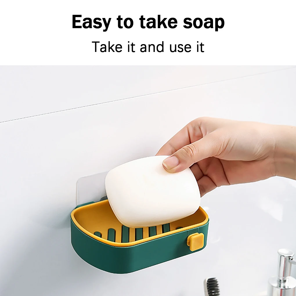 

Wall-mounted Soap Dish Box Free Punching 2-layer Drain Tray Holder Storage Rack for Bathroom Toilet